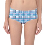 Blue plaid pattern Mid-Waist Bikini Bottoms