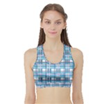 Blue plaid pattern Sports Bra with Border