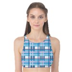 Blue plaid pattern Tank Bikini Top