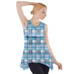 Blue plaid pattern Side Drop Tank Tunic