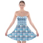 Blue plaid pattern Strapless Bra Top Dress