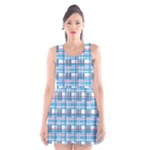 Blue plaid pattern Scoop Neck Skater Dress