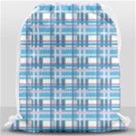 Blue plaid pattern Drawstring Bag (Large)