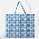 Blue plaid pattern Zipper Large Tote Bag