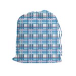 Blue plaid pattern Drawstring Pouches (Extra Large)