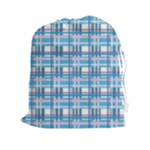 Blue plaid pattern Drawstring Pouches (XXL)