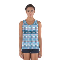 Blue plaid pattern Women s Sport Tank Top  from ArtsNow.com