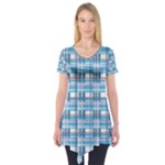 Blue plaid pattern Short Sleeve Tunic 