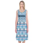 Blue plaid pattern Midi Sleeveless Dress