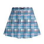 Blue plaid pattern Mini Flare Skirt