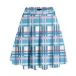 Blue plaid pattern High Waist Skirt