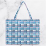 Blue plaid pattern Medium Zipper Tote Bag