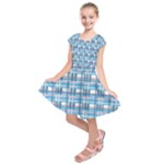 Blue plaid pattern Kids  Short Sleeve Dress