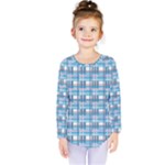 Blue plaid pattern Kids  Long Sleeve Tee