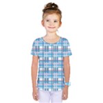 Blue plaid pattern Kids  One Piece Tee