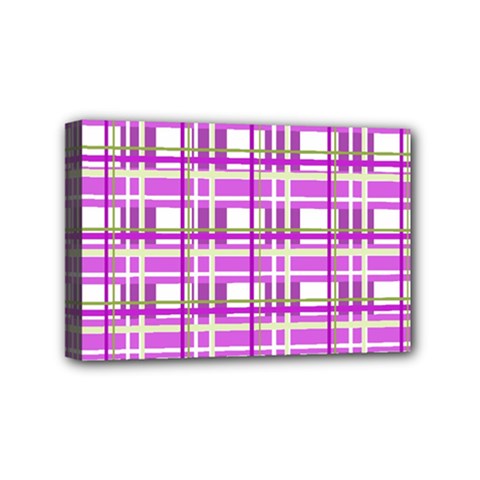 Purple plaid pattern Mini Canvas 6  x 4  from ArtsNow.com