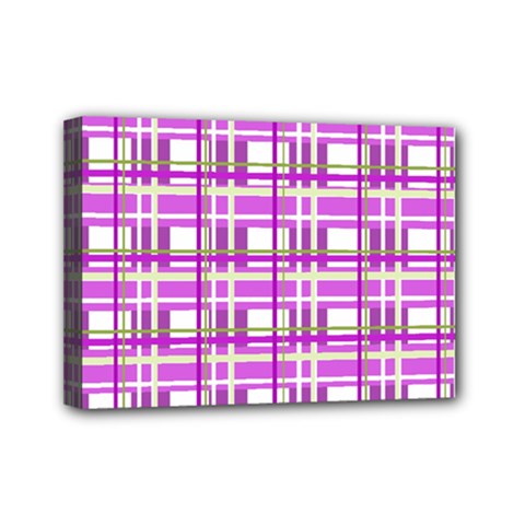 Purple plaid pattern Mini Canvas 7  x 5  from ArtsNow.com