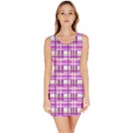 Purple plaid pattern Sleeveless Bodycon Dress