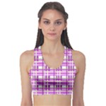 Purple plaid pattern Sports Bra