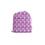 Purple plaid pattern Drawstring Pouches (Small) 