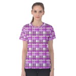 Purple plaid pattern Women s Cotton Tee