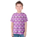 Purple plaid pattern Kids  Cotton Tee