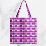 Purple plaid pattern Zipper Grocery Tote Bag