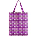 Purple plaid pattern Zipper Classic Tote Bag