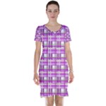 Purple plaid pattern Short Sleeve Nightdress