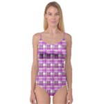 Purple plaid pattern Camisole Leotard 