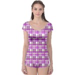 Purple plaid pattern Boyleg Leotard 