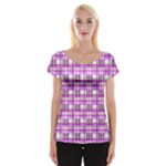 Purple plaid pattern Women s Cap Sleeve Top