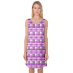 Purple plaid pattern Sleeveless Satin Nightdress