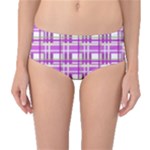 Purple plaid pattern Mid-Waist Bikini Bottoms