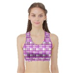 Purple plaid pattern Sports Bra with Border