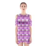 Purple plaid pattern Cutout Shoulder Dress