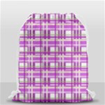 Purple plaid pattern Drawstring Bag (Small)