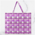 Purple plaid pattern Zipper Large Tote Bag