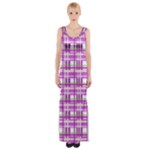 Purple plaid pattern Maxi Thigh Split Dress