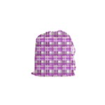 Purple plaid pattern Drawstring Pouches (XS) 