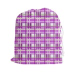 Purple plaid pattern Drawstring Pouches (XXL)