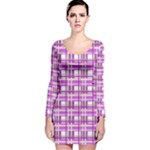 Purple plaid pattern Long Sleeve Velvet Bodycon Dress