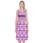 Purple plaid pattern Midi Sleeveless Dress