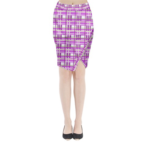 Purple plaid pattern Midi Wrap Pencil Skirt from ArtsNow.com