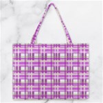 Purple plaid pattern Medium Zipper Tote Bag