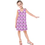 Purple plaid pattern Kids  Sleeveless Dress