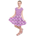 Purple plaid pattern Kids  Short Sleeve Dress