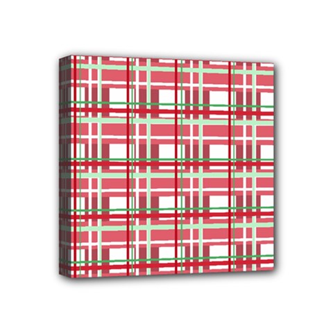 Red plaid pattern Mini Canvas 4  x 4  from ArtsNow.com