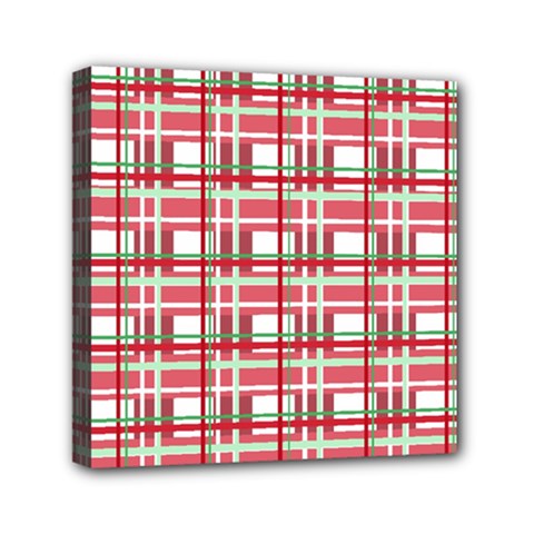 Red plaid pattern Mini Canvas 6  x 6  from ArtsNow.com