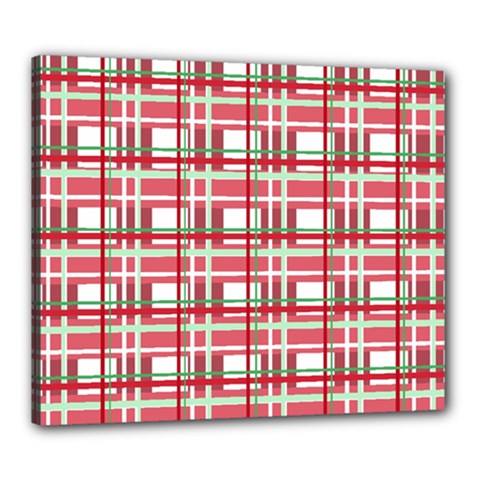 Red plaid pattern Canvas 24  x 20  from ArtsNow.com